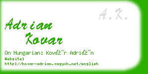 adrian kovar business card